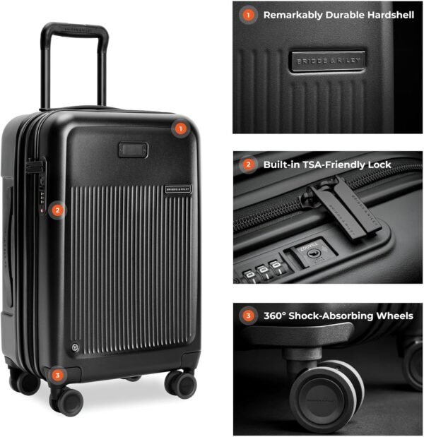 Briggs & Riley Sympatico Hardside Luggage, Black, 22" Essential Carry-On - Image 3
