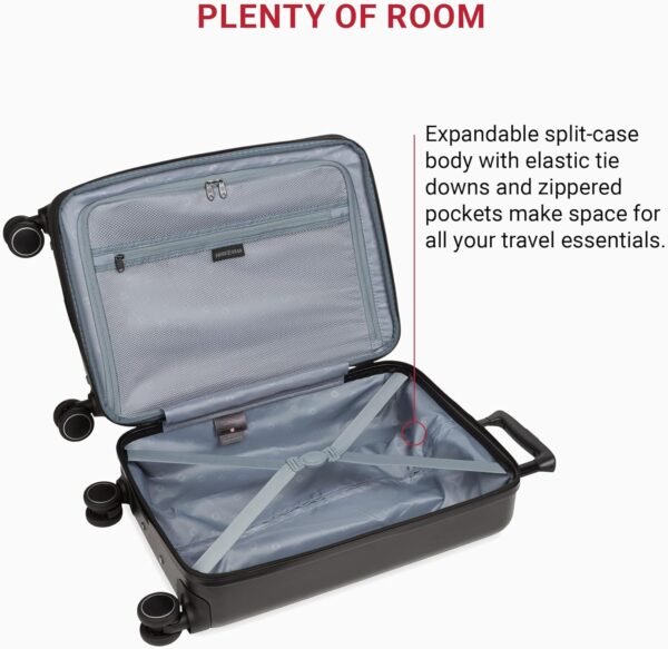 SwissGear 8020 Eclipse Hardside Expandable Luggage with Spinner Wheels, Black, Carry-On 18-Inch - Image 6