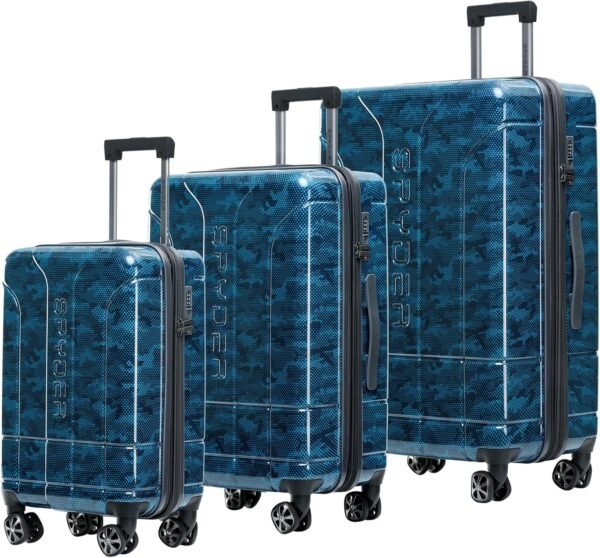 Spyder Matrix 3 Piece Luggage Set with 360° Spinner Wheels, TSA Approved Lock, (20 Inch, 25 Inch, 29 Inch), Blue - Image 2