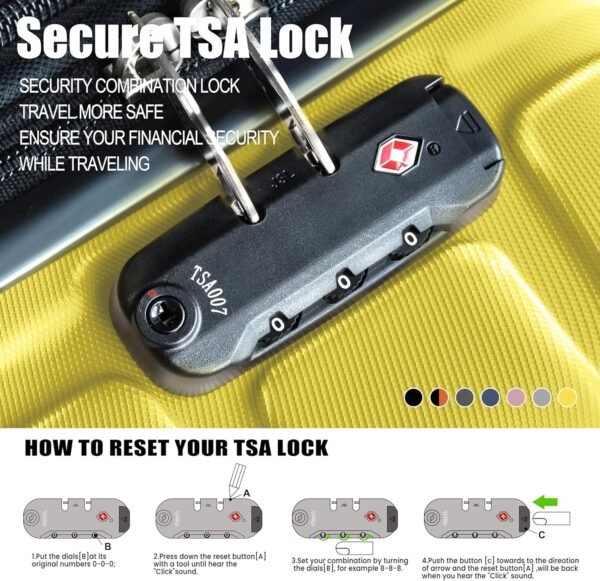 Luggage Light weight Luggage Hardside Expandable Luggage Spinner Wheels Luggage Suitcase W/TSA Lock 3-Piece Luggage Set,Include 20”Carry on Luggage Suitecase(20/24/28), Signal Yellow - Image 6