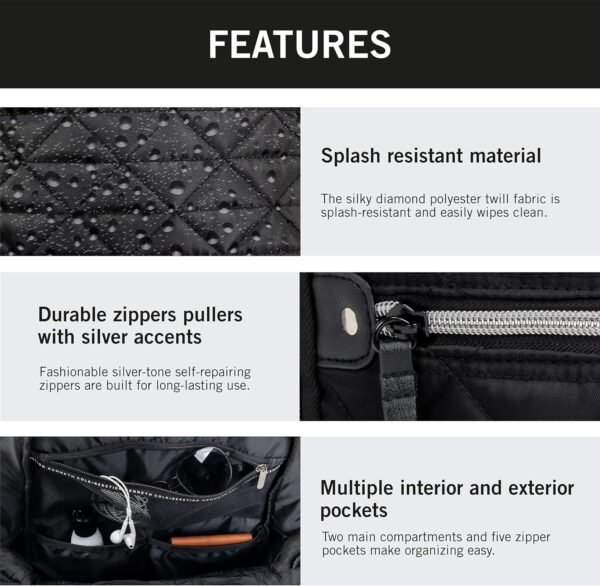 Kenneth Cole REACTION Diamond Tower Collection Lightweight Hardside Expandable 8-Wheel Spinner Travel Luggage, Black, 2-Piece Bundle (Carry On + Backpack) - Image 5