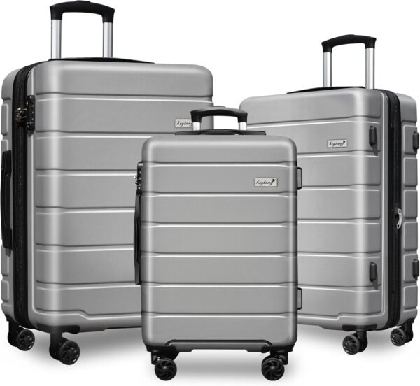 Explorer Light Weight Luggage Hardside Expandable Luggage Spinner Wheels Luggage Suitcase W/TSA Lock 3-Piece Luggage Set, Include 20" Carry on Luggage Suitecase (20in/24in/28in), Silver - Image 2
