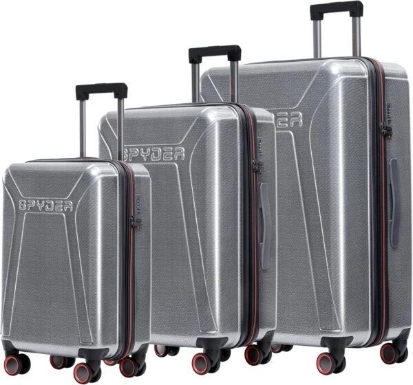 Spyder Traverse 3 Piece Luggage Set, 360° Spinner Wheels, TSA Approved Lock, (20 Inch, 25 Inch, 29 Inch), Silver - Image 2