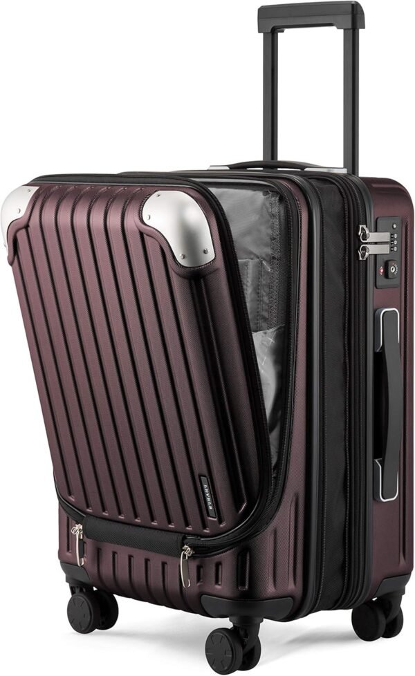 LEVEL8 Grace Carry on Luggage Airline Approved, 20 Inch Expandable Hardside Suitcases with wheels, Abs+Pc Harshell Spinner Luggages with Tsa Lock, Red - Image 2