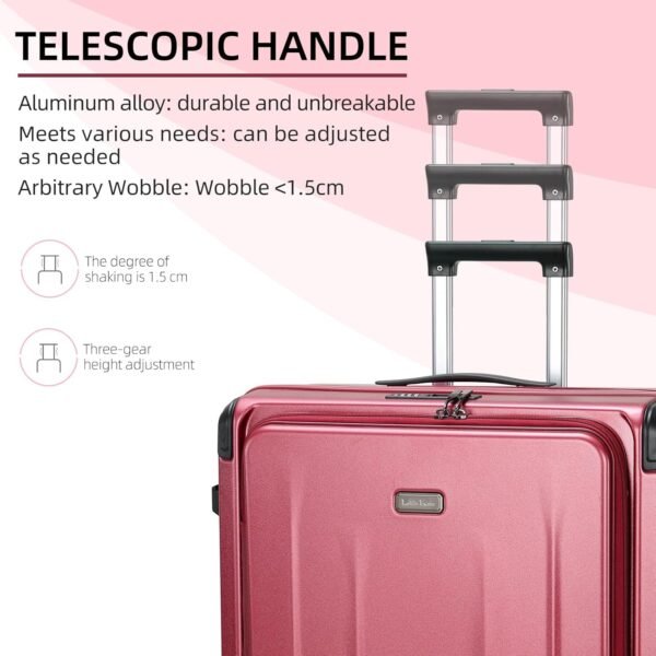 Premium Carry On Luggage, 29 Inch Top Opening Aluminum Frame Airline Approved ABS+PC Hard Shell Suitcases with Silent Wheels, TSA Lock, Front Pocket & Wet-dry Separated Six-piece set - Image 6