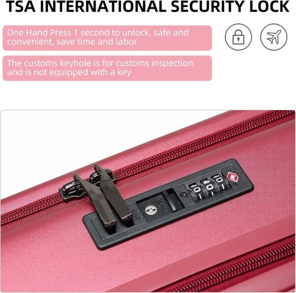 Premium Carry On Luggage, 29 Inch Top Opening Aluminum Frame Airline Approved ABS+PC Hard Shell Suitcases with Silent Wheels, TSA Lock, Front Pocket & Wet-dry Separated Six-piece set - Image 9