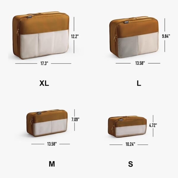 4 Piece Compression Packing Cubes for Suitcases and Backpack, Lightweight Travel Packing Organizers, Space Saving Luggage Bags - Image 3