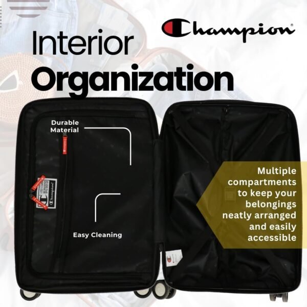 Champion 3-Piece Luggage Set - 21” 25” 29” Hardshell Suitcases with 8 Spinner Wheels - Expandable Carry-On & Checked Luggage - Durable ABS Material - Travel Bags for Men & Women - Tawny Port - Image 5