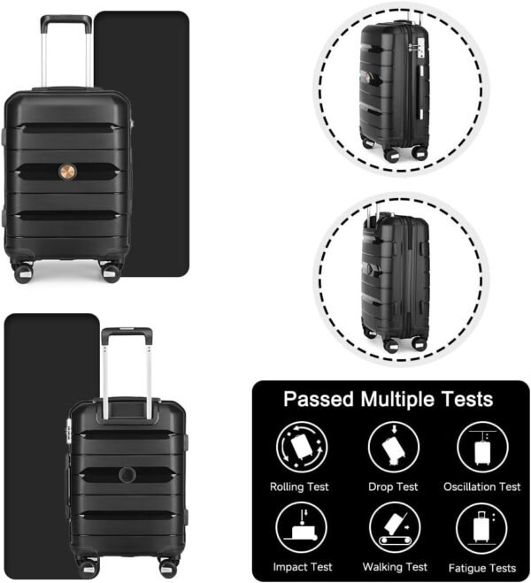 Somago Luggage Sets and Packing Cube Travel Set Lightweight Hardside Polypropylene Suitcases with Double Spinner Wheels and TSA Lock,Classic Black - Image 4