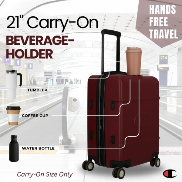 Champion 3-Piece Luggage Set - 21” 25” 29” Hardshell Suitcases with 8 Spinner Wheels - Expandable Carry-On & Checked Luggage - Durable ABS Material - Travel Bags for Men & Women - Tawny Port - Image 4