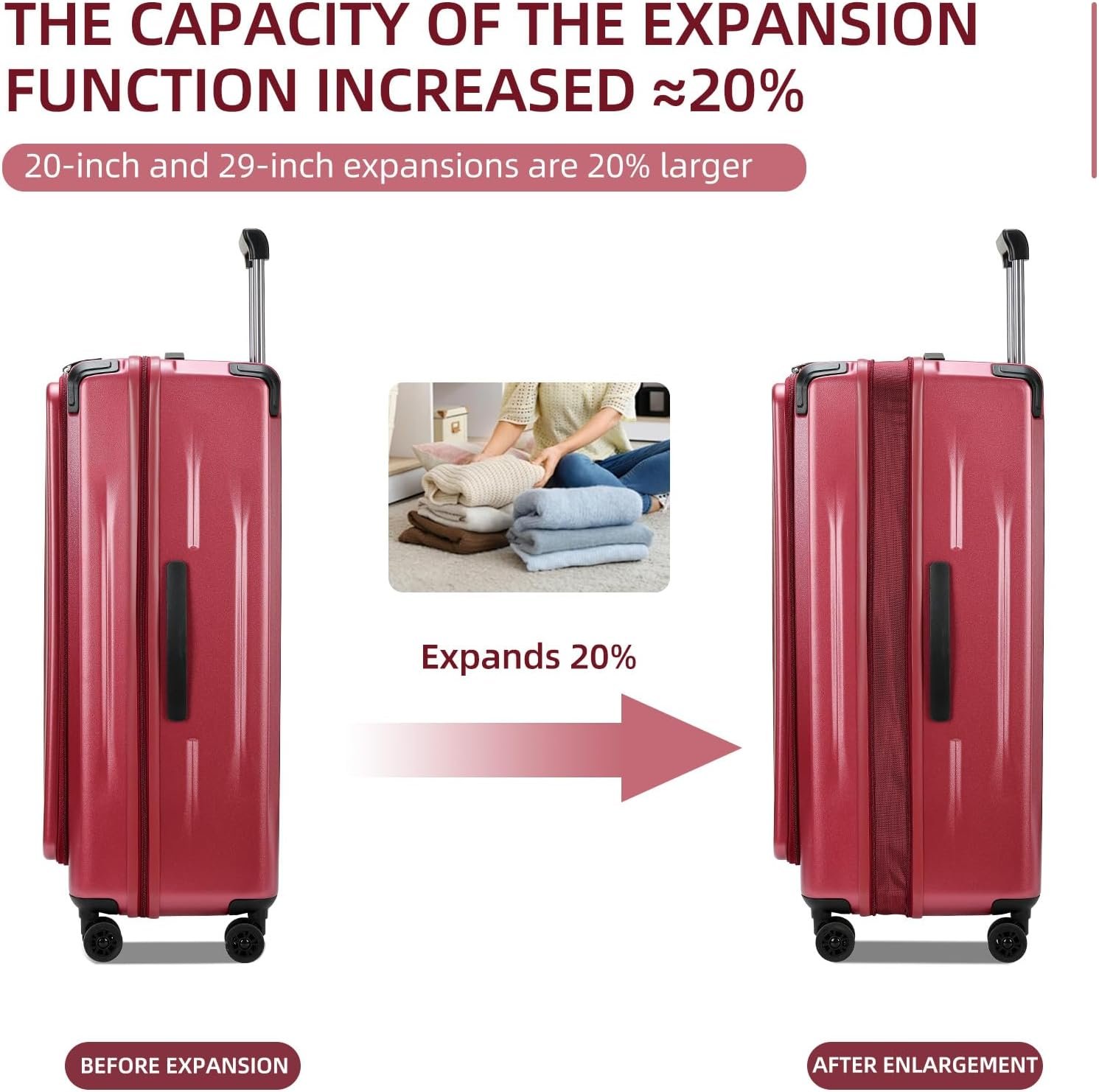 Premium Carry On Luggage, 20Inch+29 Inch Top Opening Airline Approved ABS+PC Hard Shell Suitcases with Silent Wheels, TSA Lock,Front Pocket and Wet-dry Separated Six-piece Set - Image 5