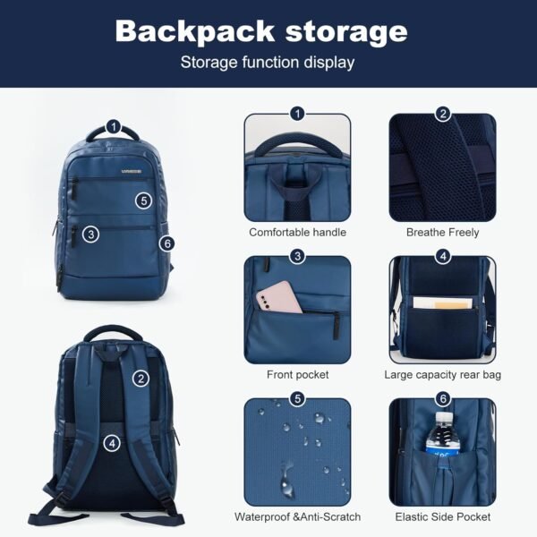 LARVENDER Luggage Sets 3 Piece Expandable 20inch Carry On Luggage Suitcase with Front Pocket, Hardshell 28inch Checked Luggage with Spinner Wheels, TSA Lock for Men & Women, Blue - Image 5