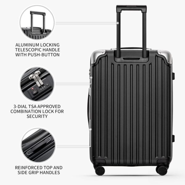 LEVEL8 Grace Luggage Sets Hardshell Suitcase with Wheels, Sturdy Large Suitcase Tsa Lock 20 Inch Expandable Carry on 24 Inch 28 Inch Checked Luggage, 3-Piece Set (20/24/28), Black - Image 4