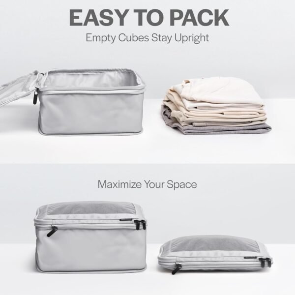 Compression Packing Cubes for Travel - Luggage Organizer Bags - Double Zipper Packing Cubes for Suitcases (6-Pack, Light Grey) - Image 6