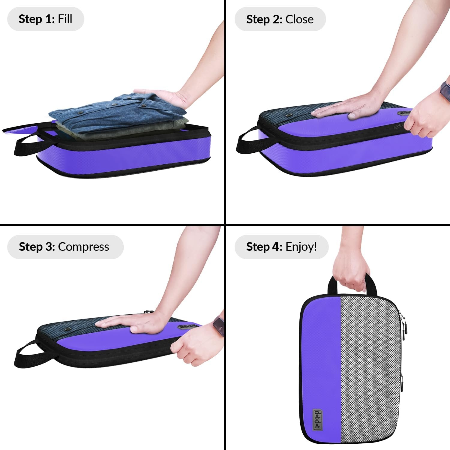 Large Compression Packing Cubes for Travel - 5 Pcs set of Packing Cubes Compression, Carry on Suitcase Organizer Bags - Travel Cubes Organizer Bags for Luggage - Image 5