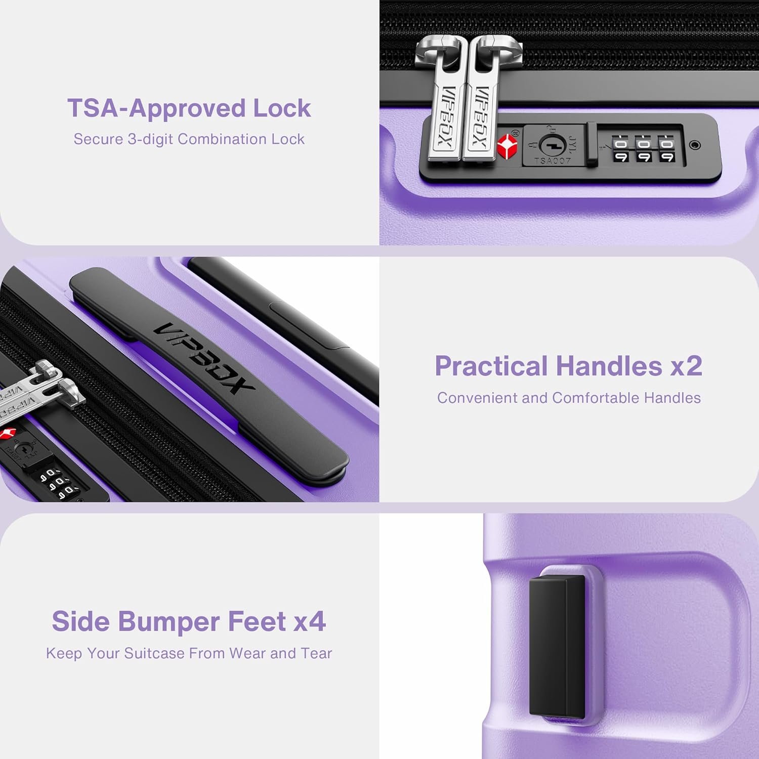 Luggage Sets 3 Piece (3-YEARS VIP SERVICE) Hardside Colorful Set Expandable Lightweight Polycarbonate Travel Suitcase with Wheels x1 TSA Approved Lock for Family, Couple, Sisters, Brothers - Image 10