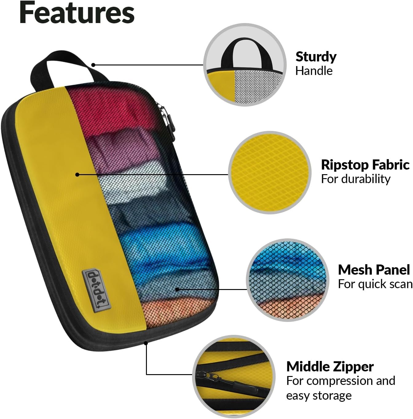 Large Compression Packing Cubes for Travel - 5 Pcs set of Packing Cubes Compression, Carry on Suitcase Organizer Bags - Travel Cubes Organizer Bags for Luggage - Image 4