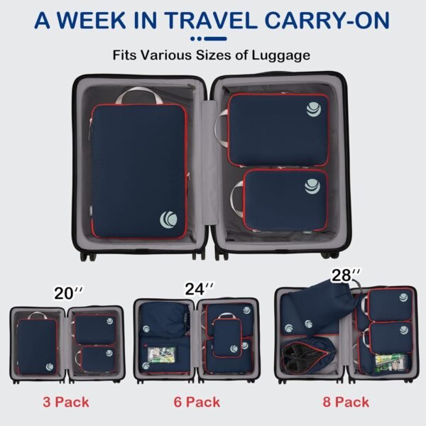 Cipway Compression Packing Cubes, Ultralight Luggage Organizer Bags, Travel Essentials for Carry on Suitcase (3 Piece,Blue) - Image 8