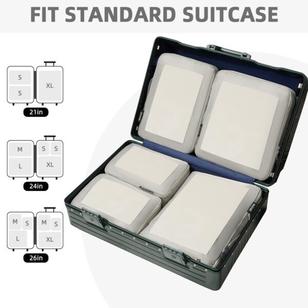 BAGAIL 4 Set/6 Set/8 Set Compression Packing Cubes Travel Accessories Expandable Packing Organizers (Square Mesh, 06-Grey) - Image 8