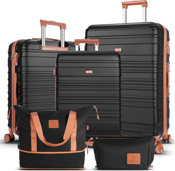 Luggage Set 5 Piece, Polycarbonate Luggage with TSA Locks,sturdy and durable, Carry On Luggage Set Suitable for Family Travel(Black 20/24/28 Inch) - Image 2