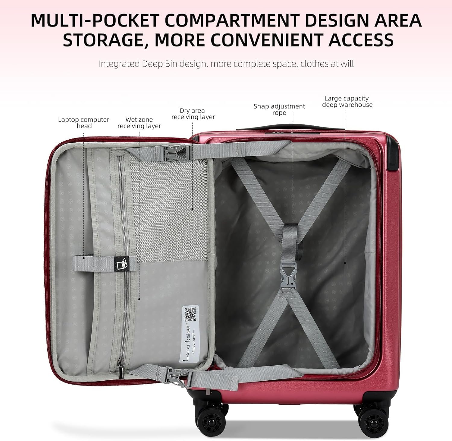 Premium Carry On Luggage, 20Inch+29 Inch Top Opening Airline Approved ABS+PC Hard Shell Suitcases with Silent Wheels, TSA Lock,Front Pocket and Wet-dry Separated Six-piece Set - Image 4