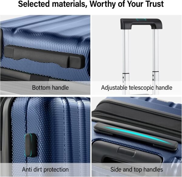 Hanke Expandable Hardshell Luggage Sets 3 Piece Extra Large Suitcases with Lock,28 Inch Luggage with Spinner Wheels, PC Travel Suitcase for Women Men 20 24 29Inch,Dark Blue - Image 9