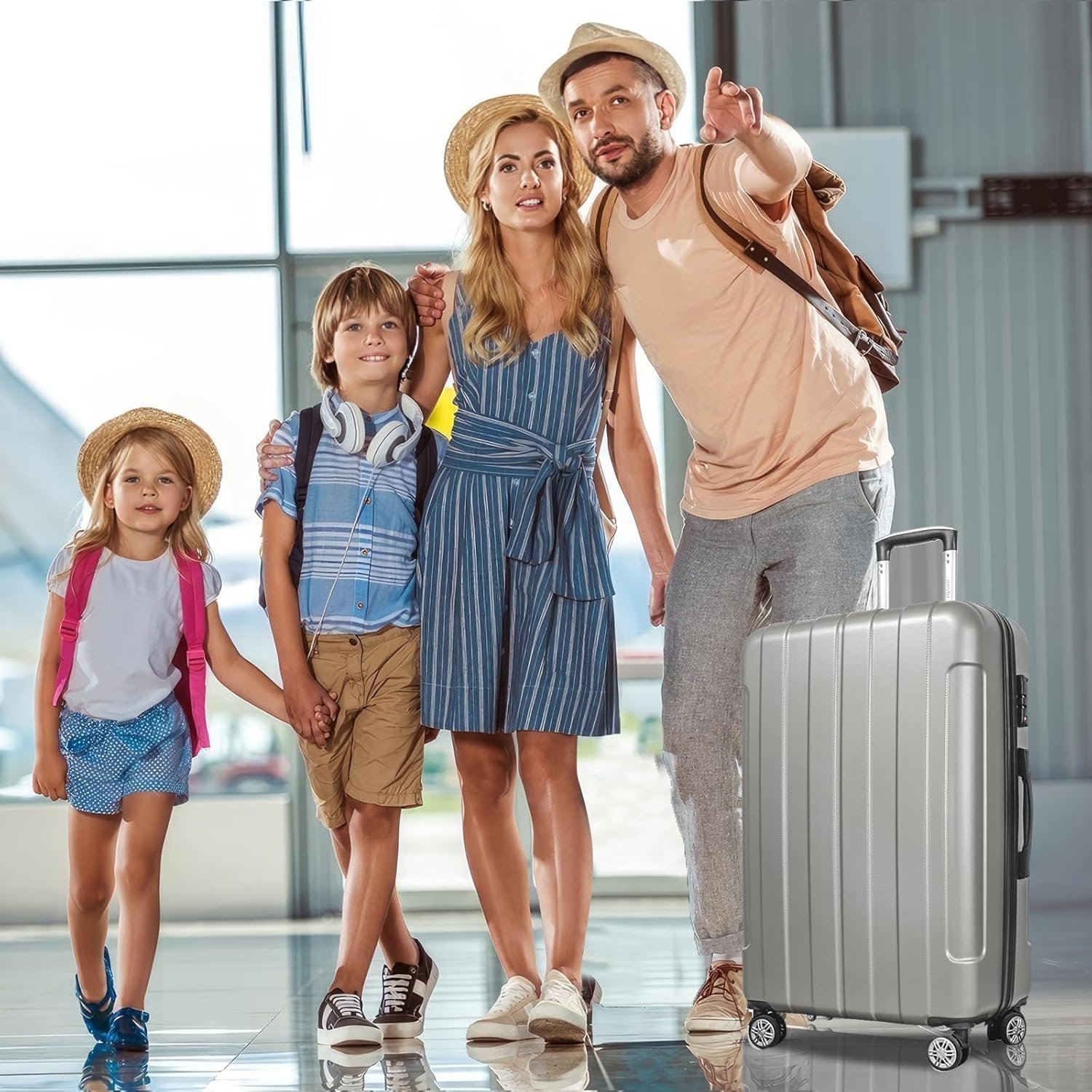 FOCHIER F Luggage Sets, Expandable 3 piece Hard Shell Luggage Set with TSA Lock, PC+ABS Hardside Travel Suitcase with Wheels for Women Men 20 24 28 Inch (Grey) - Image 3