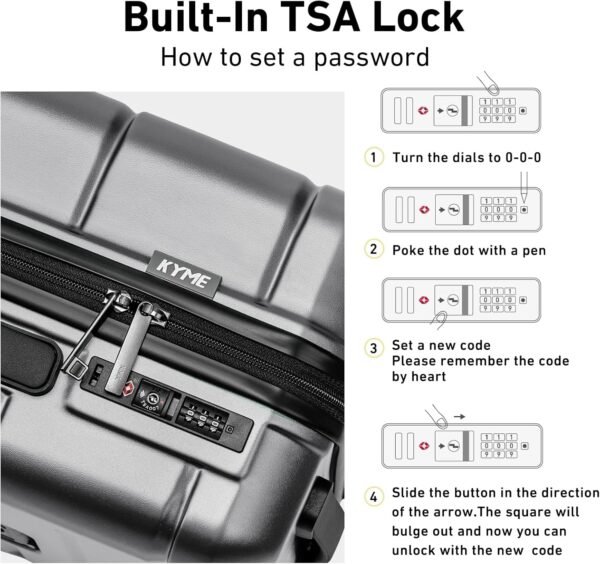 KYME Luggage Sets 3 Piece Hardshell 22in/26in/30in Suitcases with Spinner Wheels Hardside Suitcase Sets with TSA Lock Travel Rolling Luggage Set for Women Men Silver Grey - Image 7