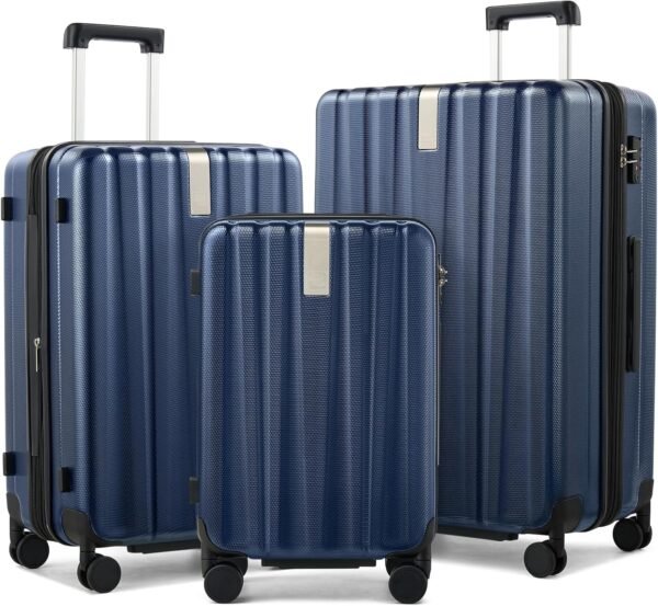 Hanke Expandable Hardshell Luggage Sets 3 Piece Extra Large Suitcases with Lock,28 Inch Luggage with Spinner Wheels, PC Travel Suitcase for Women Men 20 24 29Inch,Dark Blue - Image 2