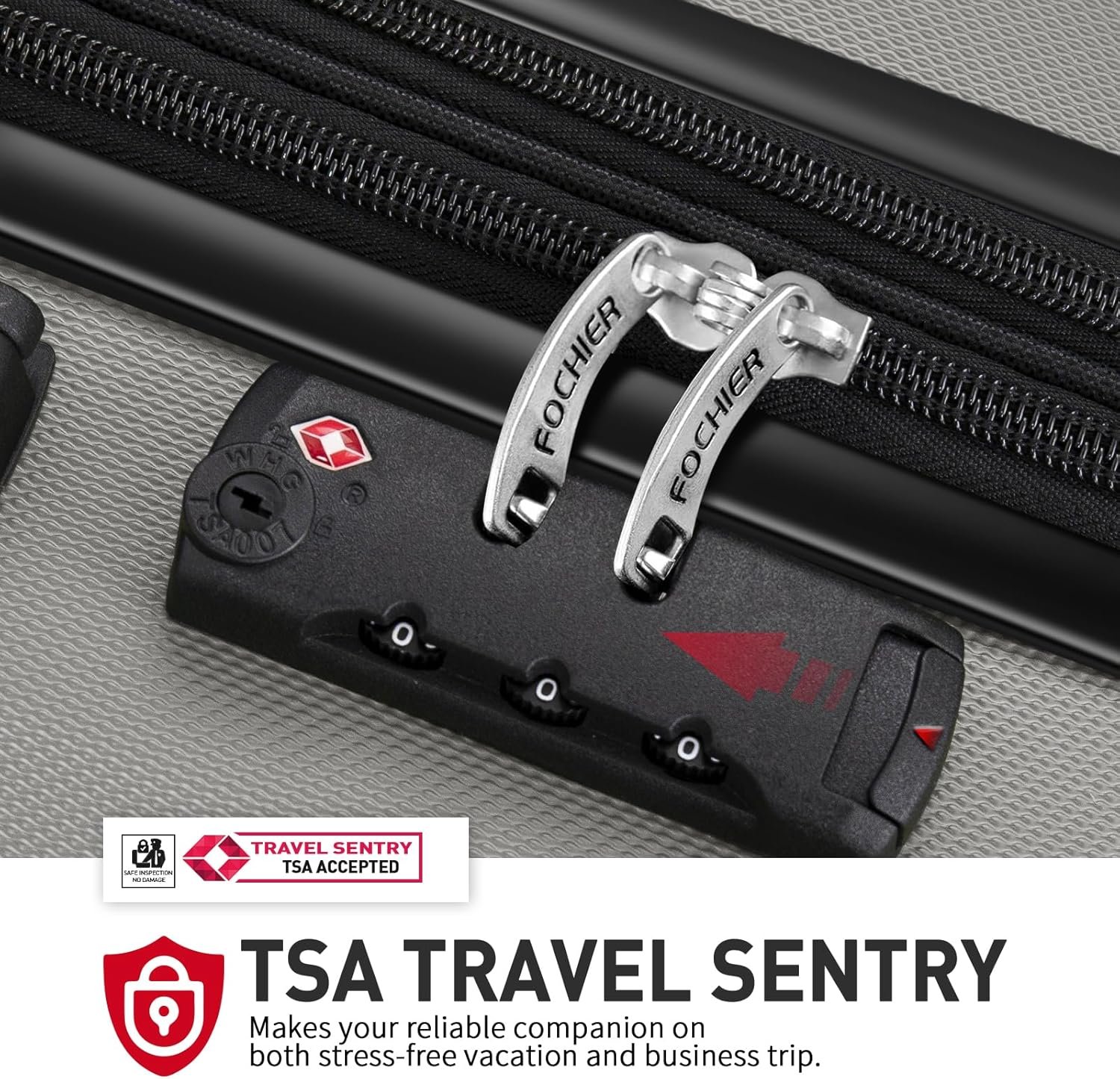 FOCHIER F Luggage Sets, Expandable 3 piece Hard Shell Luggage Set with TSA Lock, PC+ABS Hardside Travel Suitcase with Wheels for Women Men 20 24 28 Inch (Grey) - Image 4