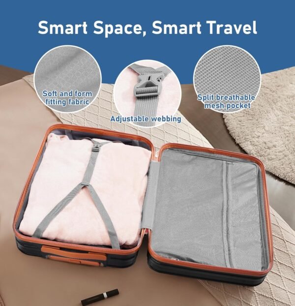 Luggage Set 5 Piece, Polycarbonate Luggage with TSA Locks,sturdy and durable, Carry On Luggage Set Suitable for Family Travel(Black 20/24/28 Inch) - Image 8